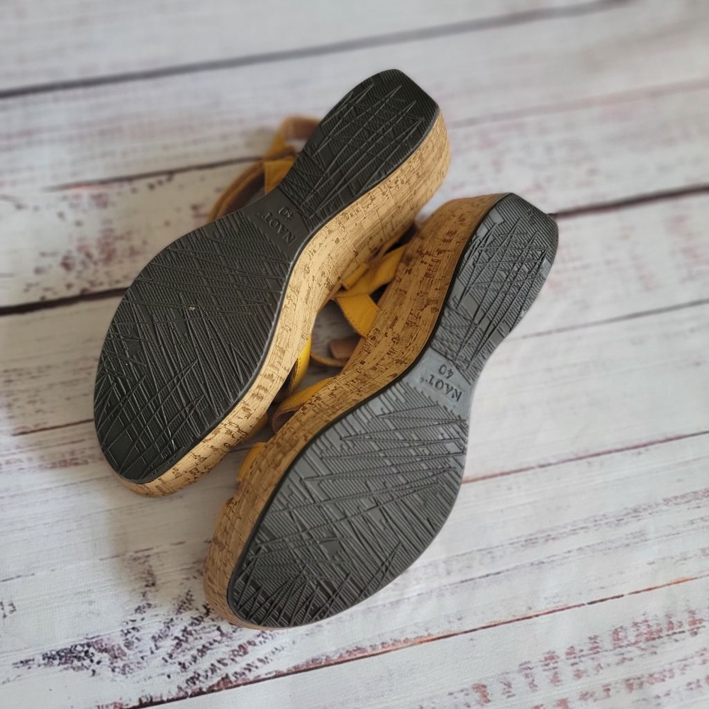 Naot Yellow Leather Cork Wedge Sandals - Picture 5 of 7